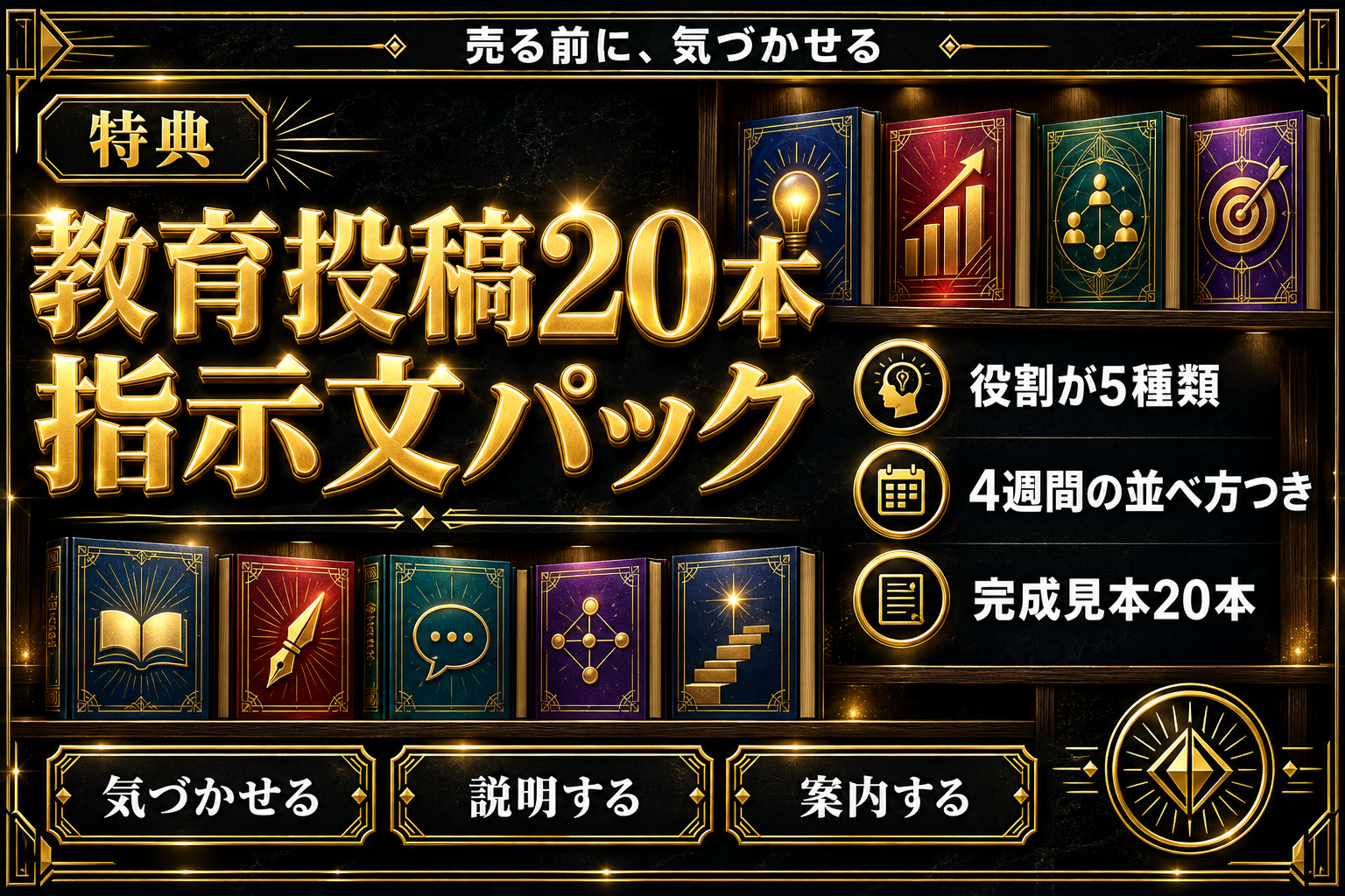 ChatGPTに貼るだけでSNS教育投稿20本が揃う指示文パックの表紙